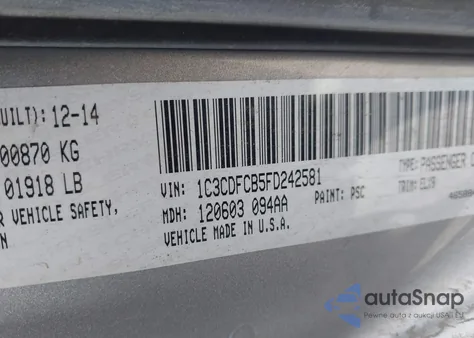 2015 Dodge Dart Limited from USA, damaged, VIN 1C3CDFCB5FD242581